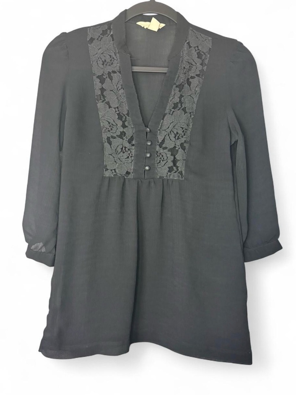 jonathan martin Black Lace-Trim V-Neck Tunic